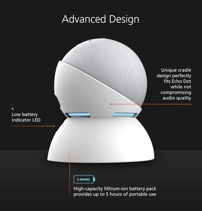 Made for Amazon Battery Base, in Black for Echo Dot (4Th Generation) Not Compatible with Previous Generations of Echo or Echo Dot (1St Gen, 2Nd Gen, or 3Rd Gen).
